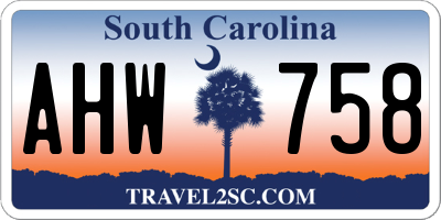 SC license plate AHW758