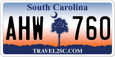 SC license plate AHW760