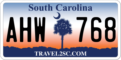 SC license plate AHW768