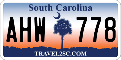 SC license plate AHW778