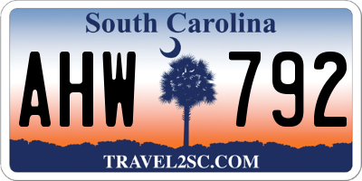 SC license plate AHW792