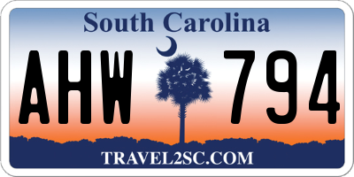 SC license plate AHW794