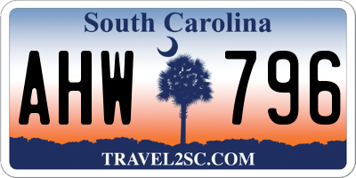 SC license plate AHW796