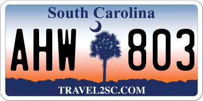 SC license plate AHW803
