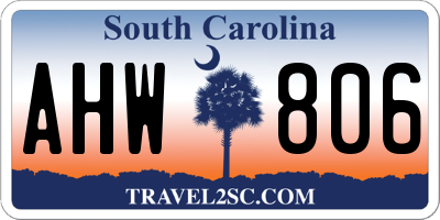 SC license plate AHW806