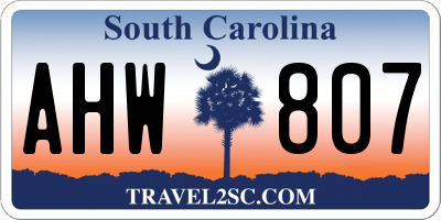 SC license plate AHW807