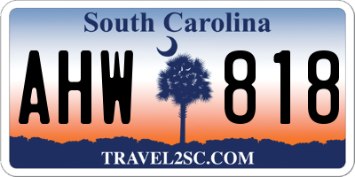 SC license plate AHW818