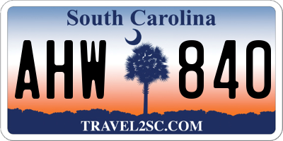 SC license plate AHW840