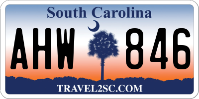 SC license plate AHW846