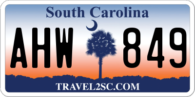 SC license plate AHW849
