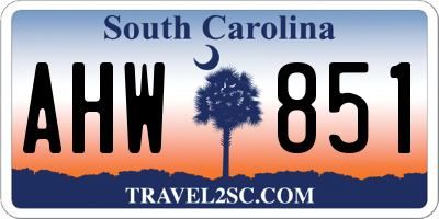 SC license plate AHW851