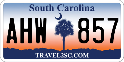 SC license plate AHW857