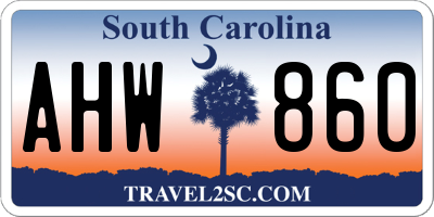 SC license plate AHW860