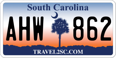 SC license plate AHW862
