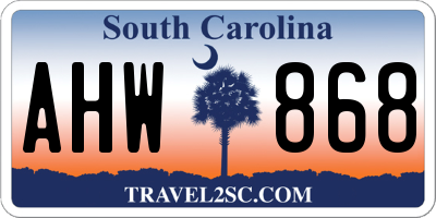SC license plate AHW868