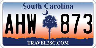 SC license plate AHW873