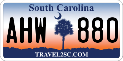 SC license plate AHW880