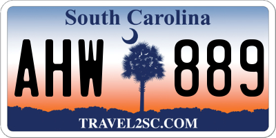 SC license plate AHW889