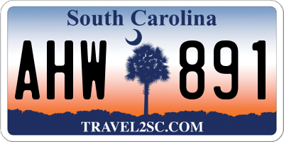 SC license plate AHW891