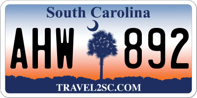 SC license plate AHW892