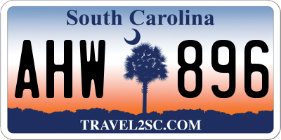 SC license plate AHW896