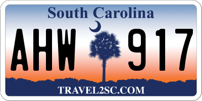 SC license plate AHW917