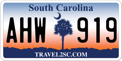 SC license plate AHW919