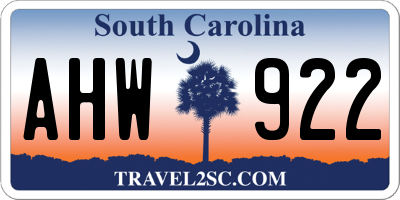 SC license plate AHW922