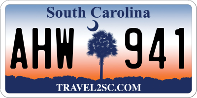 SC license plate AHW941