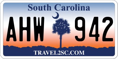 SC license plate AHW942