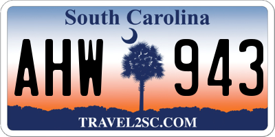SC license plate AHW943