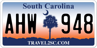 SC license plate AHW948