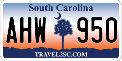 SC license plate AHW950