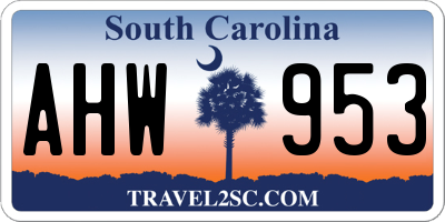 SC license plate AHW953