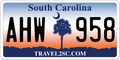 SC license plate AHW958