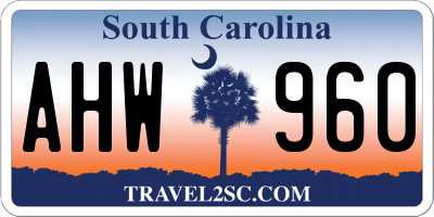 SC license plate AHW960