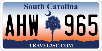 SC license plate AHW965