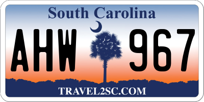 SC license plate AHW967