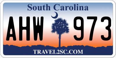 SC license plate AHW973