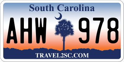 SC license plate AHW978