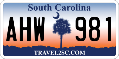 SC license plate AHW981