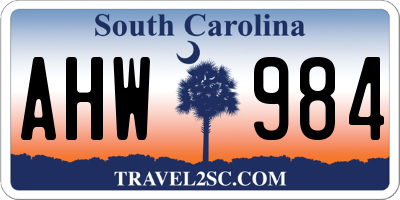 SC license plate AHW984