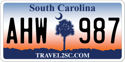 SC license plate AHW987