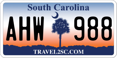 SC license plate AHW988