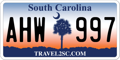 SC license plate AHW997