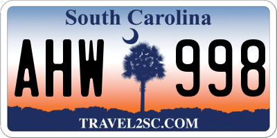 SC license plate AHW998