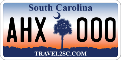 SC license plate AHX000