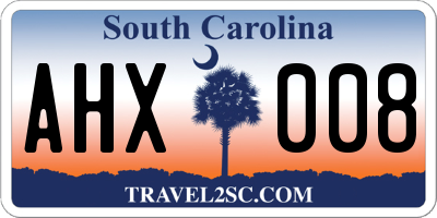 SC license plate AHX008