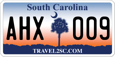 SC license plate AHX009