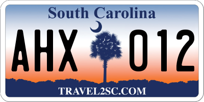 SC license plate AHX012